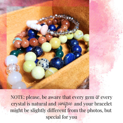 Handmade Jewelry: Crystal Bracelets for Women with Natural Gemstones - Boho Gifts by IMEL Studio (Delicate Coral Moon for consciousness and intuition)