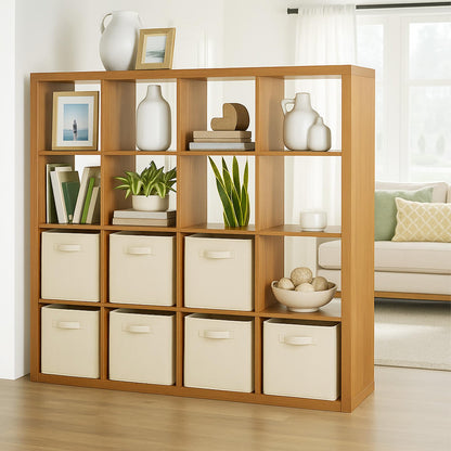 PowerKing Collapsible Storage Cubes with Handles, Fabric Foldable Bins for Closet Shelves, Durable Organization Storage Bins, 10.5'' x 11'' x 10.5'', 2 Pack, Cream