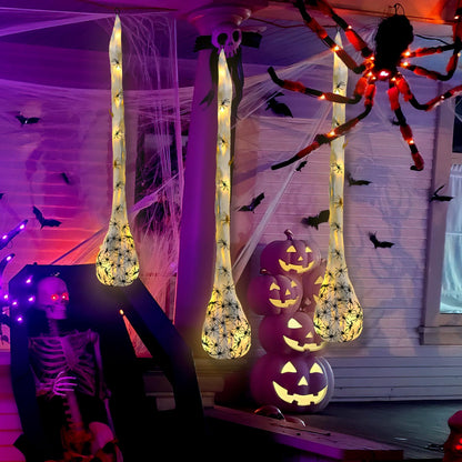 3pcs Halloween Hanging Decorations Spider Egg Sacs - 41 Inch Spider Egg Decoration with Led Lights for Yard Lawn Tree Halloween Party Decorations Indoor Outdoor