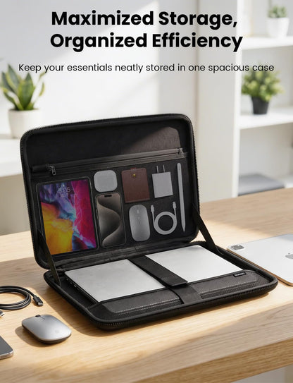 DOMISO Laptop Hard Case 17-17.3 inch Waterproof Shockproof Hard Shell Laptop Sleeve with Handle & Storage Pocket, Compatible with MacBook, HP, Dell, Black