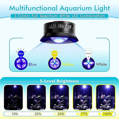 hygger 30 Watts Aquarium LED Reef Light, Dimmable Full Spectrum Marine LED Fish Tank Light Saltwater Nano Aquarium LPS SPS Lighting
