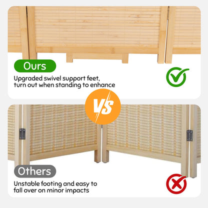 Bamboo Room Divider Folding Privacy Screens, Wall Divider for Room Separation, Portable Room Partitions and Dividers, 5.6FT Bamboo Room Divider Panel (Beige, 4 Panel-67”)