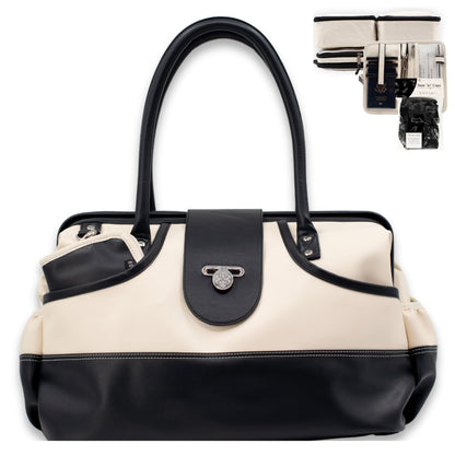 Borsali Weekender Bag for Women - Travel Carry On Duffel -Vegan Leather with Travel Wallet, Packing Cubes & Shoe Covers (Cream)