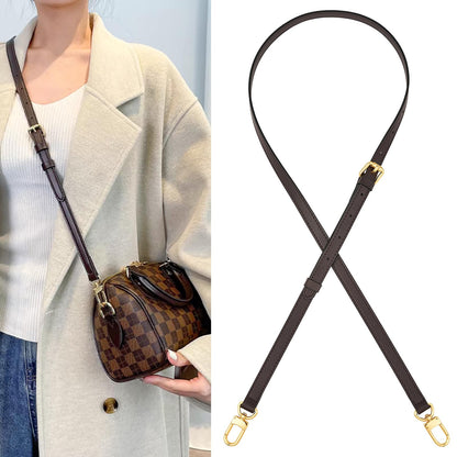YAZHIMI Vachetta Leather Adjustable Crossbody Strap women crossbody leather purse strap (Coffee-width:0.59 inches(1.5cm))