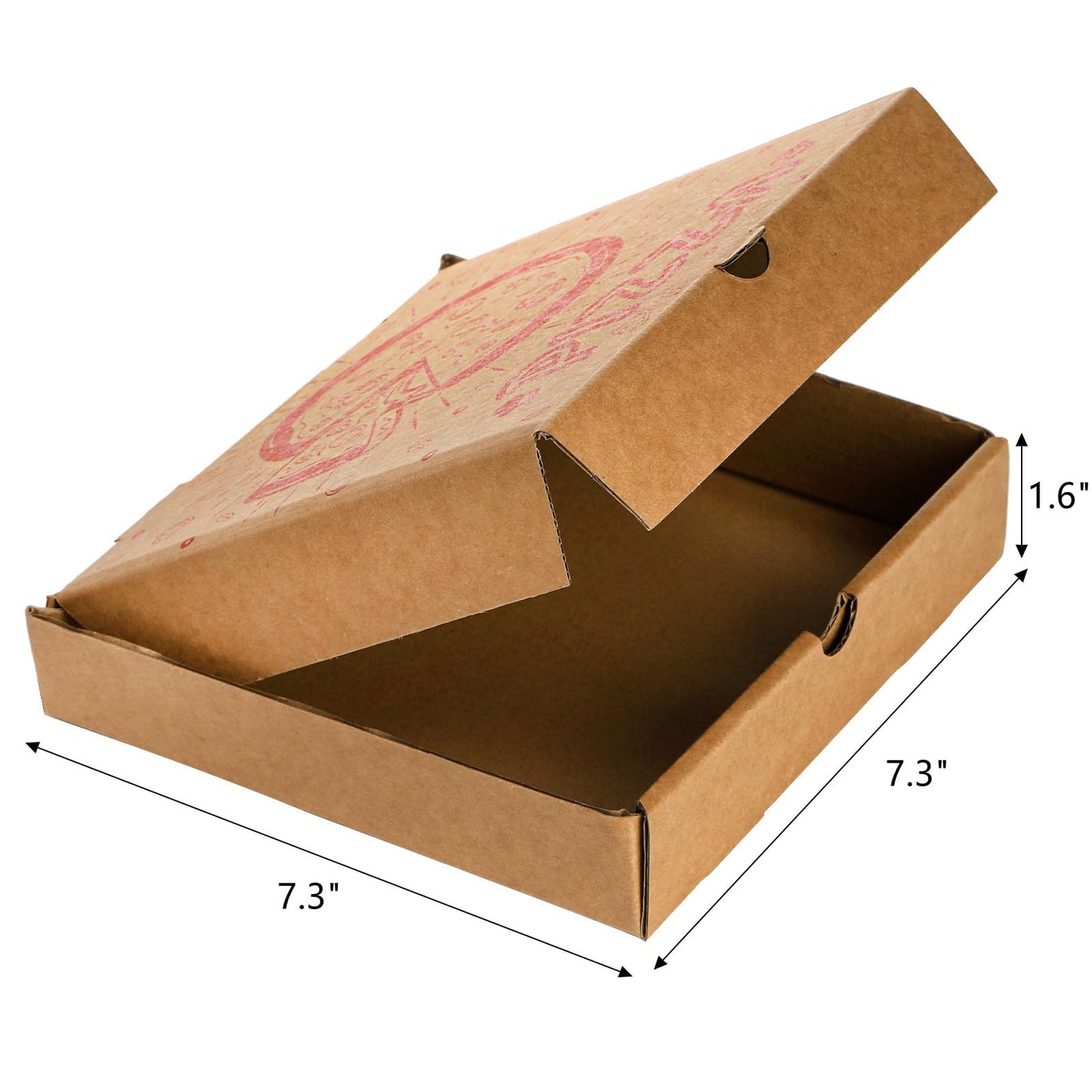 ZEAYEA 40 Pack Small Pizza Boxes, 7.3" L x 7.3" W x 1.6" H Cardboard Food Delivery Boxes, Kraft Take Out Food Containers, Takeaway Packaging Boxes for Pizza, Cookies, Cake, Party Favors, Wedding