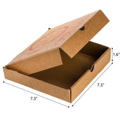 ZEAYEA 40 Pack Small Pizza Boxes, 7.3" L x 7.3" W x 1.6" H Cardboard Food Delivery Boxes, Kraft Take Out Food Containers, Takeaway Packaging Boxes for Pizza, Cookies, Cake, Party Favors, Wedding