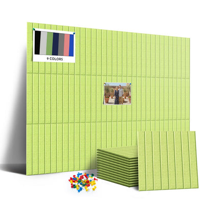 MISSDAY Large Felt Bulletin Board 48" x 36" Cork Board for Wall, 12-Pack Cork Boards with 72 Safe Removable Adhesive Tabs, 50 Pushpins, Pin Board for Home Office Classroom Soundproof Wall Tile, Green