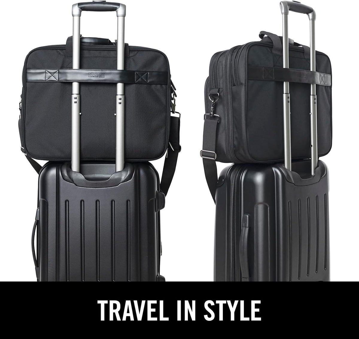 Kenneth Cole Reaction Keystone 1680d Polyester Dual Compartment 17" Laptop Business Portfolio, Black