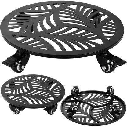 2-pack 16" Metal Plant Caddy with Wheels Extra-large Heavy-duty Rolling Plant Stands with Casters Wheeled Planter Dolly Pot Mover Rollers Rust-proof Round Garden Trolley Coaster for Indoor Outdoor