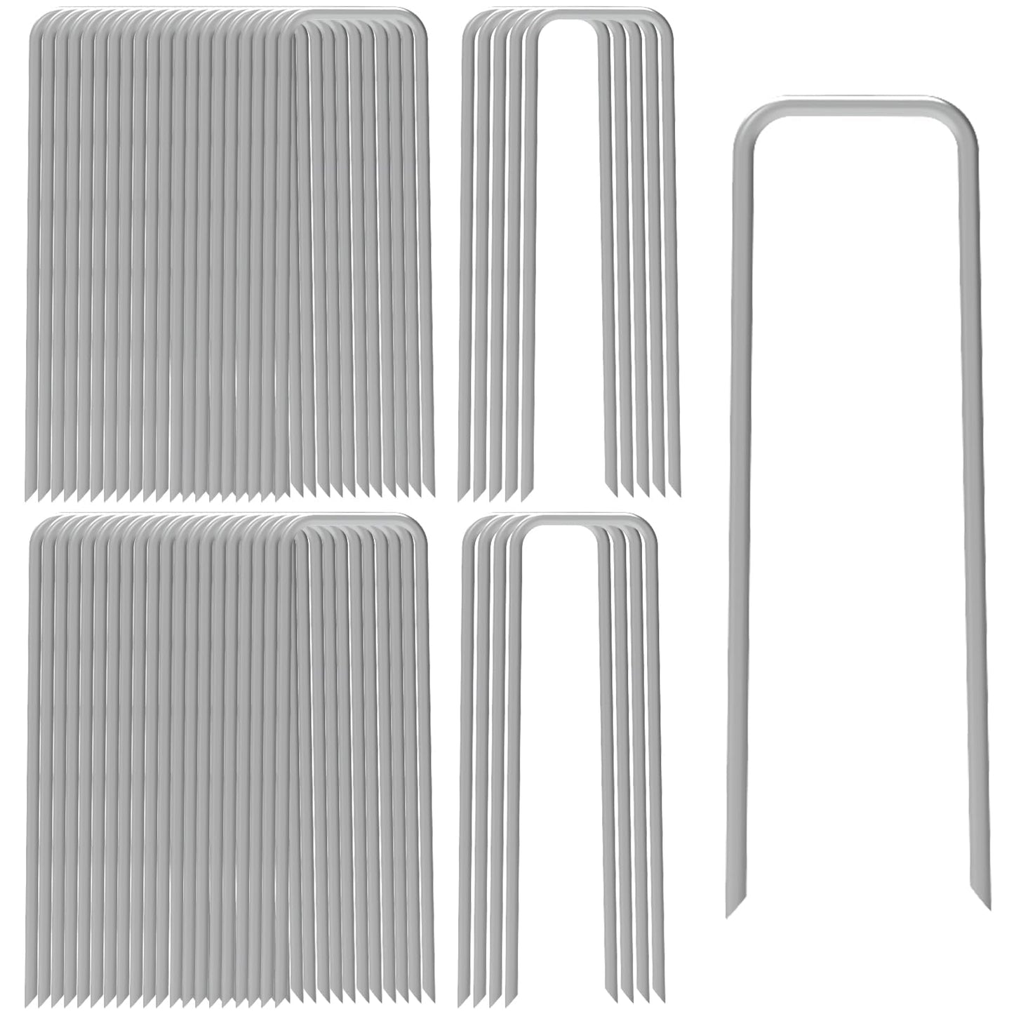 AAGUT 50 Pack 12 Inch Galvanized Garden Landscape Staples Stakes,Garden Staple U-Shaped Pins, Landscaping Staples for Sod Anchoring Landscape Fabric Irrigation Tubing