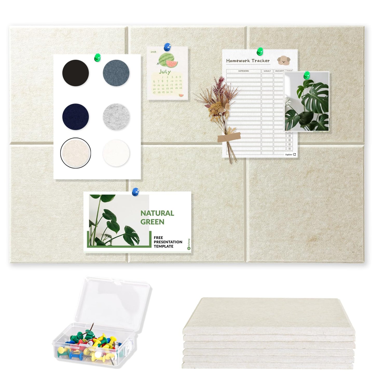 Large Cork Board Tiles for Wall with Push Pins, Removable 36" x 24" Bulletin Board Sets, Adhesive Pin Board | Magrowill 6 Packs Felt Panels for Interior Wall Decor