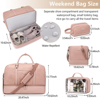 Wogarl Weekender Bag for Women Men Large Overnight Bag Travel Duffel Bag, Pink