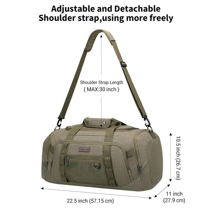 WITZMAN Canvas Duffel Bags for Men Traveling 3 in 1 Backpack Carry-on 40L Weekender Overnight Bag with Shoe Compartment(A8006/2 Army Green)