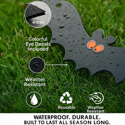 VictoryStore Outdoor Hanging Bat Halloween Yard Decorations, Set of 12 - Waterproof Plastic Hanging Halloween Decorations, Made in USA