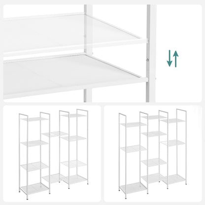 SONGMICS 5-Tier Storage Rack, Bathroom Shelf, Extendable Plant Stand with Adjustable Shelf, for Bathroom, Living Room, Balcony, Kitchen, White UBSC035W01