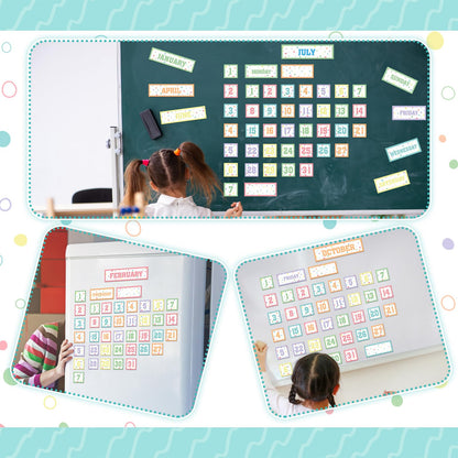 Ireer 54 Pcs Calendar Magnets Numbers Pastel Magnetic Calendar for Classroom Decor, Days of the Week and Months Dates Indicators for Teacher School Home Office Supplies