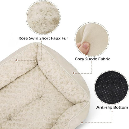 INVENHO Medium Dog Bed Rectangle Washable Orthopedic Soft Calming Sleeping Durable Pet Cuddler with Anti-Slip Bottom