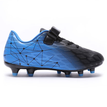 Hanani Boys Girls Turf Soccer Shoes Kids Baseball Cleats Athletic Outdoor Indoor Sports Shoe Youth School Performance Futsal Sneaker Black Blue