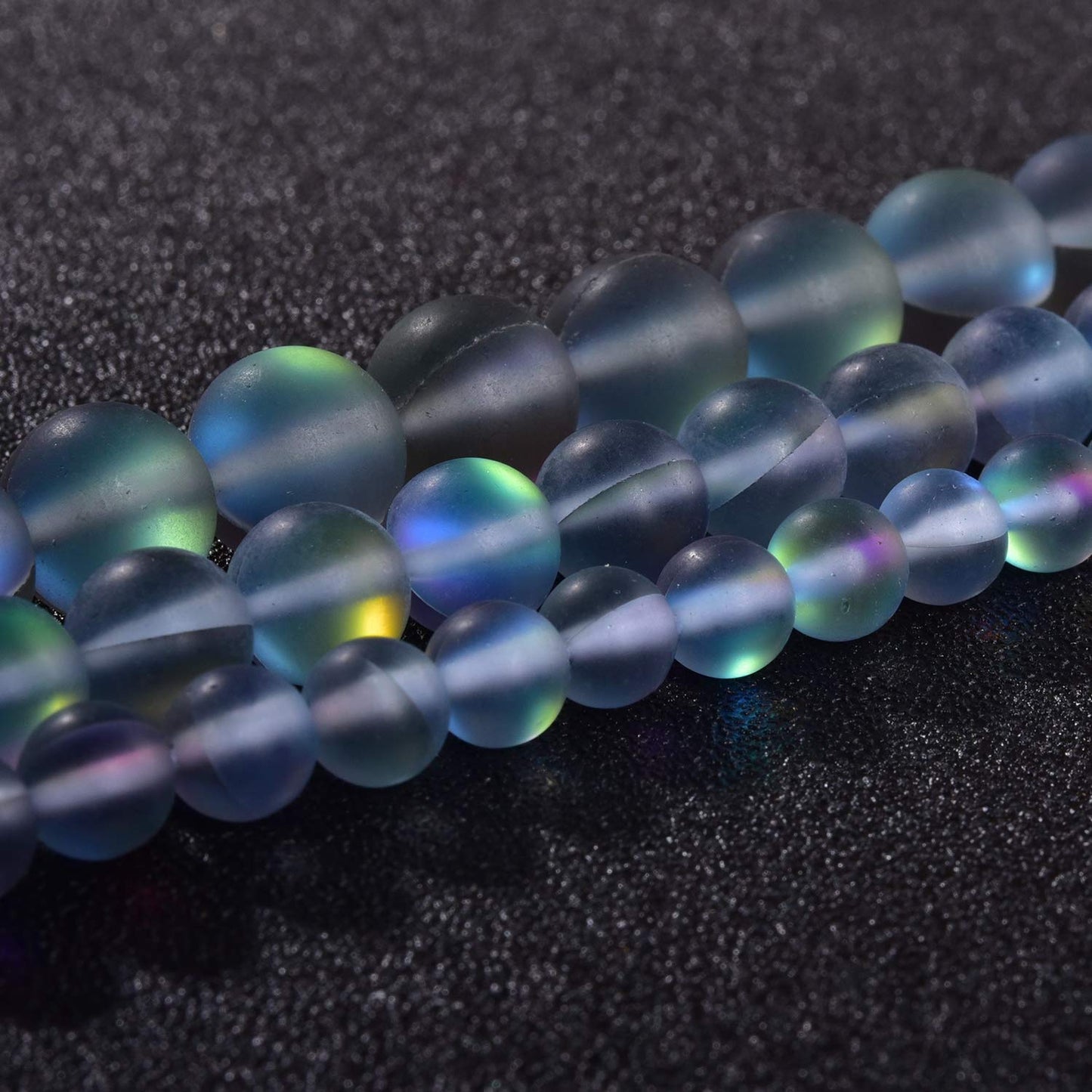 Asingeloo 48PCS 8mm Natural Gray Mystic Aura Quartz Gemstone Frosted Matte Titanium Round Loose Spacer Beads 15 inch Full Strand Crystal Healing Power Quartz