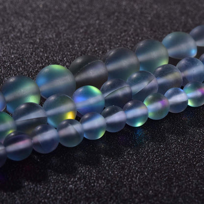 Asingeloo 48PCS 8mm Natural Gray Mystic Aura Quartz Gemstone Frosted Matte Titanium Round Loose Spacer Beads 15 inch Full Strand Crystal Healing Power Quartz