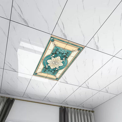 ouyilazl 2 Pack Stained Glass Fluorescent Light Covers, Magnetic Ceiling Light Diffuser, Glare Reduction Light Filter, Easy Install Magnetic Light Cover for Classroom Office Home School, 4x2 Ft