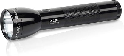 MagLite Battery-Powered LED Flashlight – ML300L 2-Cell D Flashlight with Adjustable Focus, Precise Beam, Long Battery Life, Water-Resistant for Emergency, Outdoor, and Camping