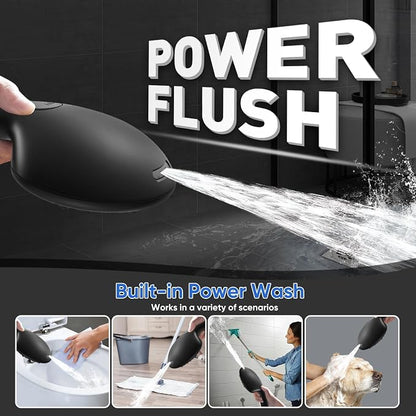 Cobbe 9-Function Shower Head with Built-in Power Spray, 1.8 GPM Water Saving ON/OFF Toggle Switch, High Pressure Handheld Showerhead with 1-Click Pause Button, Brass Bracket & 6ft Hose, Matte Black