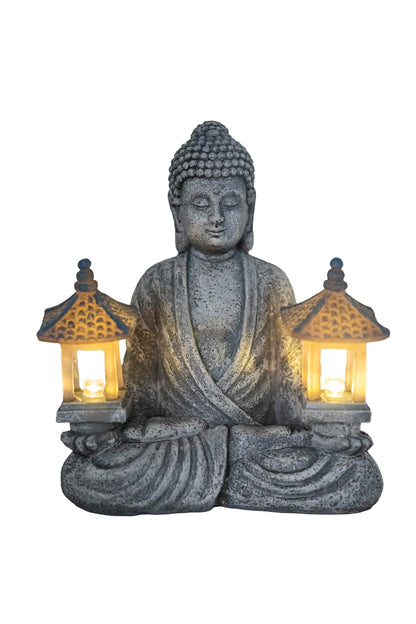 Dcmkimilv Buddha Outdoor Solar Figurine Decor Light, Meditation Small Elegant Garden Statues, Gifts for Mom, Halloween Décor Waterproof Patio Balcony Yard Lawn Ornament 8.66”