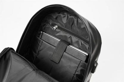 WDEKDAI Leather Backpack School College Bookbag Leisure Business Travel Hiking Rucksack,Suitable for 15.6-inch laptop pack (2)