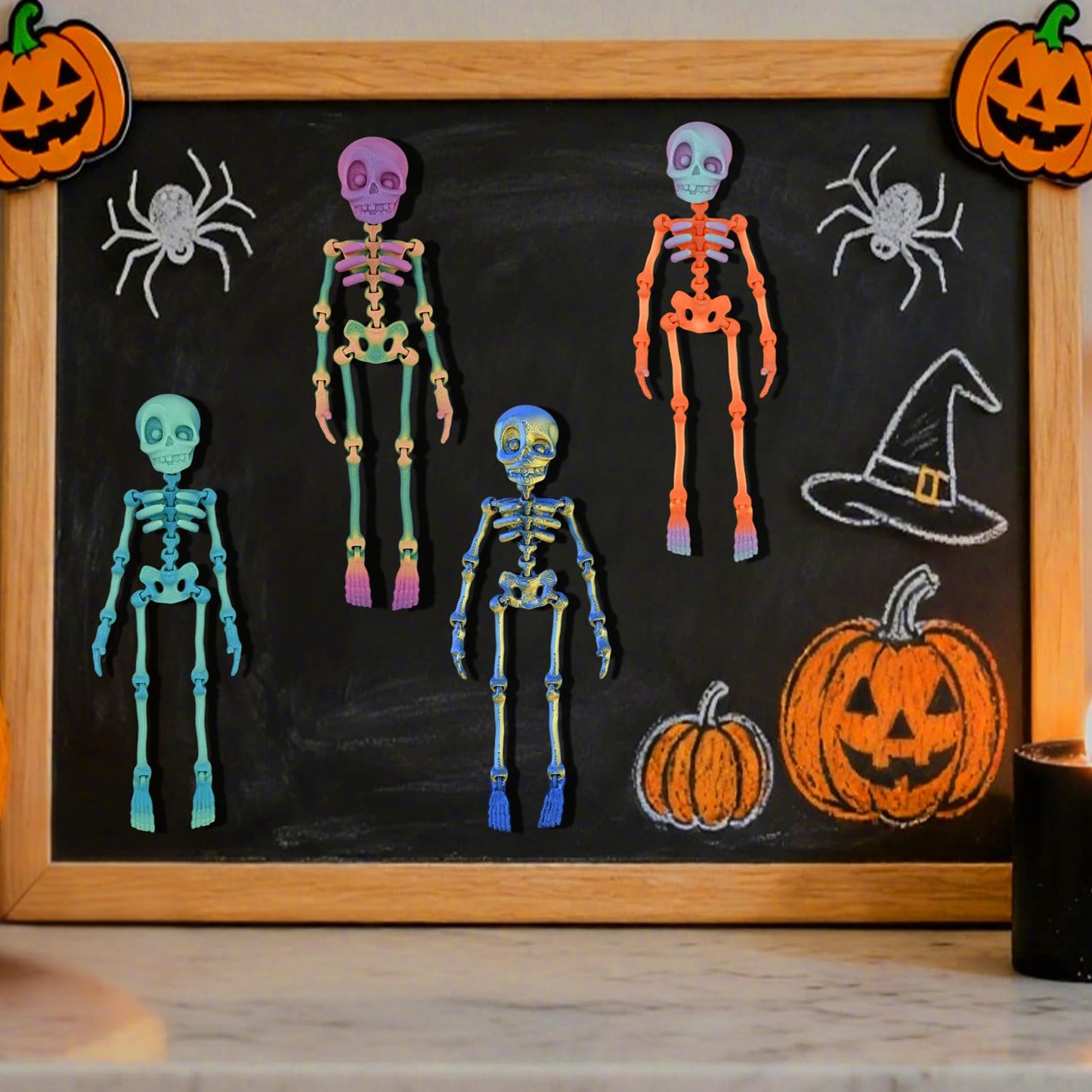 ZMJY 15-Pack Poseable Skeleton Magnets for Fridge - 3 Glow in The Dark, Articulated Refrigerator Magnets with Strong Hold, 3D Printed Halloween Decor for Office, Locker, Gothic Home Decor