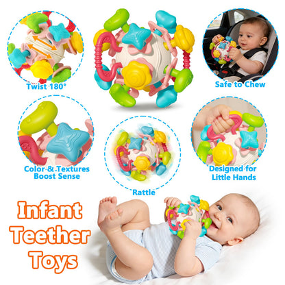 Montessori Baby Toys 6-12-18 Month, Infant Teething Toys Shape Sorter Bin Stacking Cups Blocks for toddlers 1-3, Sensory Educational Learning Toy for 6 7 8 9 10 Month Old Girl Boy 1 2 Year Old Gifts