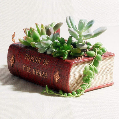 Aygrün Succulent Pots Book Shaped Planter - Cute Resin Flower Pot Bookshelf Decor Creative for Sempervivum with Drainage, Gift for Women, Man, Office, Indoor Plants, Book Lovers, 7.0″x5.0″x2.3″