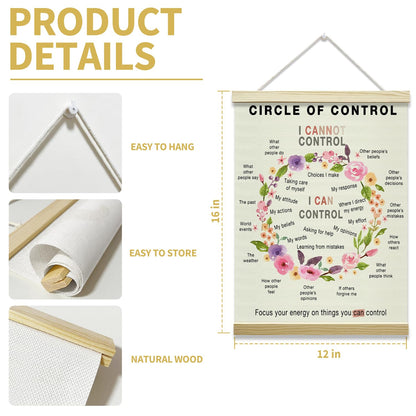 Mental Health Poster Hanger Frame, Circle Of Control Posters Canvas Wall Art for Therapy Counseling Office Classroom Decor, 12x16 Inches -018