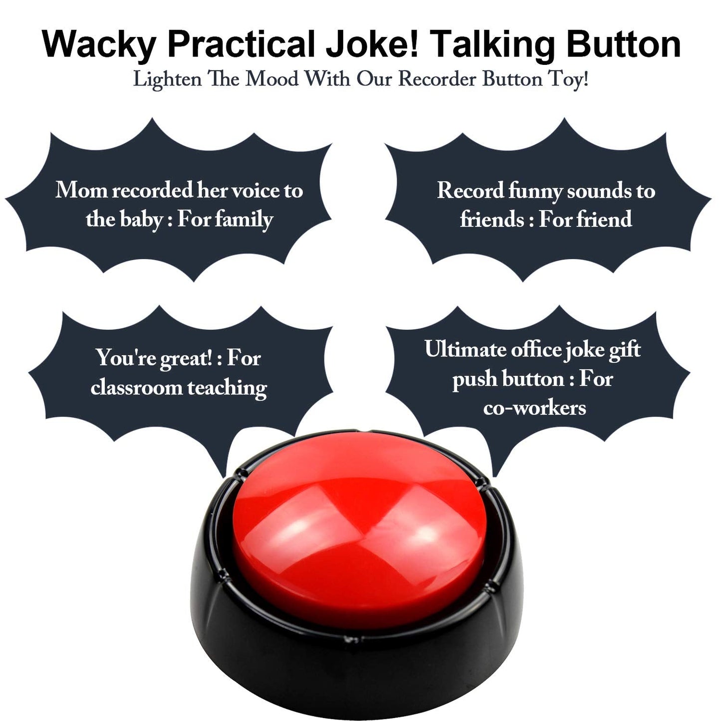 Recordable Talking Button 30 Seconds Record Button Easy Button Answer Buzzers Custom Sound Button for Communication Study Office Home Game Gift(Batteries Included)