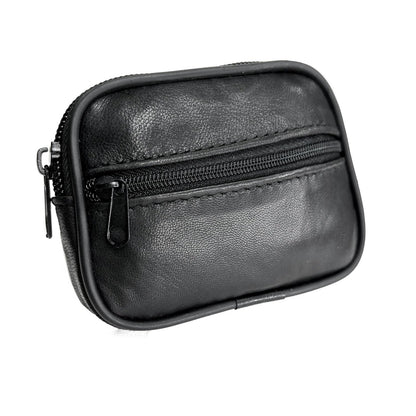 Leather Coin Purse Belt Zipper Pouches for Men Women Purse with Belt Loop Mini Coin Purse Change Holder Zippered Purse (4Inchx3Inchx1.4Inch)