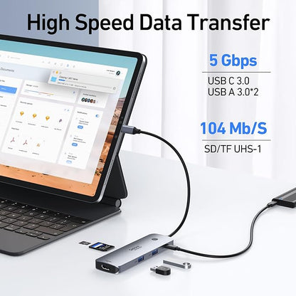 Selore USB C Docking Station Dual HDMI Monitor, USB C to Dual HDMI Adapter with 4K@60Hz HDMI, 100W PD, SD/TF, USB A&C 3.0 Ports, Laptop Docking Station for Dell XPS/HP/Lenovo/Surface/Yoga etc