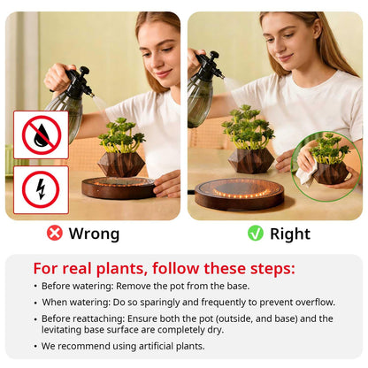 CENTRALEV Magnetic Levitating Plant Pot with LED Light, 360° Rotating Floating Planter for Succulents, Unique Gift for Christmas, Valentine's & Mother's Day, Modern Home Office Desk Decor