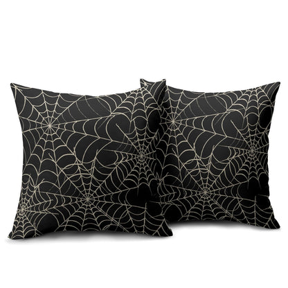Halloween Spiderweb Pillow Covers 18x18 Set of 2 Black White Spider Web Outdoor Decorative Throw Pillows Halloween Scary Themed Farmhouse Pillowcases Linen Cushion Case Decor for Home Sofa Couch Bed