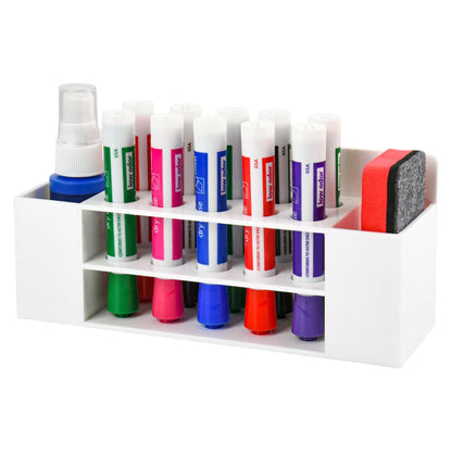 VieFantaisie Acrylic Magnetic Dry Erase Marker Holder, 10 Slots White Magnetic Marker Pen Holder, Magnet Storage for Whiteboard, Desk Locker Organizer Accessories, Office, Classroom, Home