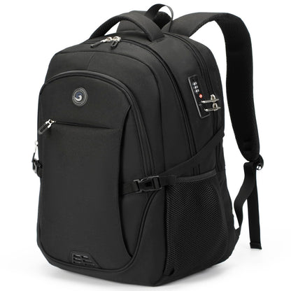 SHRRADOO Anti Theft Laptop Backpack Travel Backpacks with Combination Lock for Women Men College Backpack Computer Bag Fits 17 Inch Laptop,Black