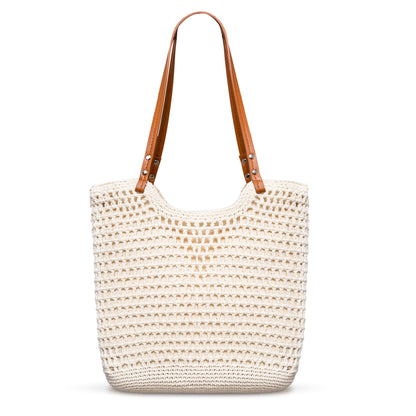 Toptime Crochet Beach Bags for Women, Woven Beach Tote Bag with Zipper & Leak-Proof Lining, Lightweight Boho Shoulder Bags with Leather Handle, Large Capacity Handbags for Summer Vacation Travel