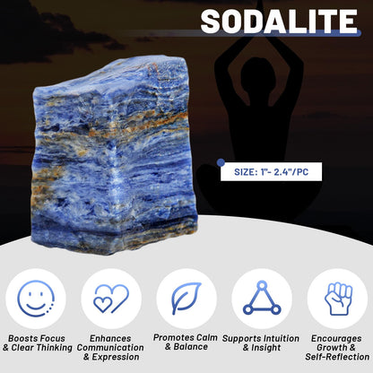 1.1lb Bulk Raw Sodalite Crystal Rough Crystal-Natural Sodalite Raw Stones Crystal for Tumbling, Cabbing, Fountain Rocks, Decoration, Polishing, Wire Wrapping, Wicca & Reiki Crystal Healing