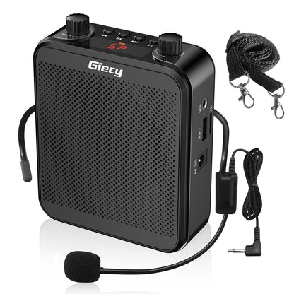 Giecy Portable Voice Amplifier, 30W 2800mAh Bluetooth Rechargeable Personal Voice Amplifier with Microphone Headset, Pa Systems Speaker for Multiple Locations Classroom, Meetings and Outdoors