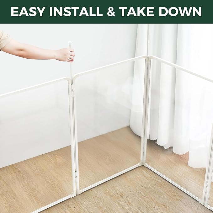 FXW AuraSpace Pro Acrylic & Wire Mesh Indoor Dog Playpen, 40" Height 10 Panels Medium and Large Dogs, White│Patented