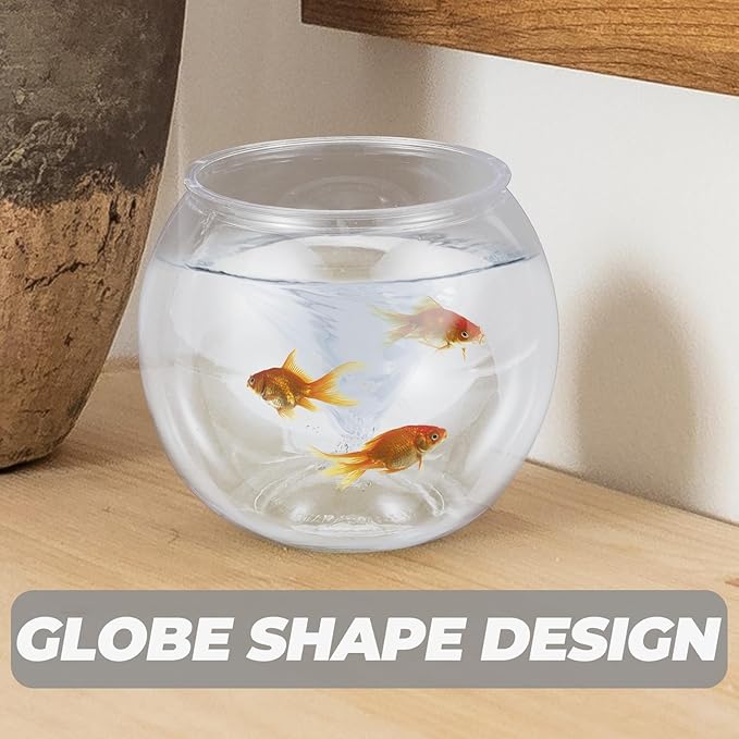 POPETPOP Unbreakable Transparent Fish Tank Globe 5.90X5.11X4.72 Inch Desktop Aquarium for Home Office Decor Unique Round Fish Bowl Flowerpot Alternative