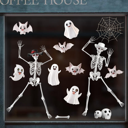 Extra Large Halloween Window Clings Decorations for Glass Window, Halloween Giant Skeleton Window Stickers for Indoor Bathroom Glass Door Decor Home Office Haunted House Party Supplies