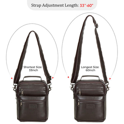 Polare Italian Full Grain Leather Messenger Bag Vintage Chest Shoulder Crossbody Bag Casual Sling Business Handbag for Men (Coffee)