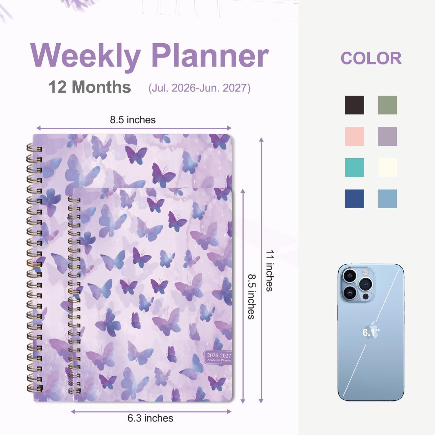 Planner 2026-2027, Weekly and Monthly Academic Planner, July 2026 - June 2027, Hardcover Calendar Agenda Book for School Year Planning, School Supplies for Teacher and Student, A5(6.3'' x 8.5'')