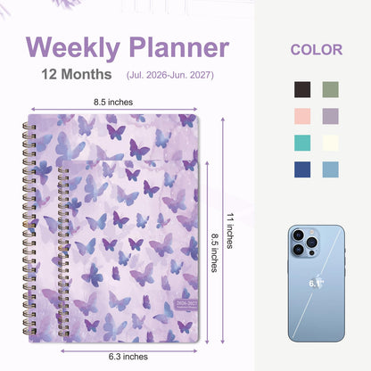 Planner 2026-2027, Weekly and Monthly Academic Planner, July 2026 - June 2027, Hardcover Calendar Agenda Book for School Year Planning, School Supplies for Teacher and Student, A5(6.3'' x 8.5'')