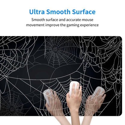 MAYCARI Halloween Cute Spider Webs Mouse Pad Kawaii Cartoon Funny Spirit Extended Desk Mat Non-Slip Rubber Baseb Large Black White Mousepad for Desk Gaming Laptop Desktop 31.5"X15.7"
